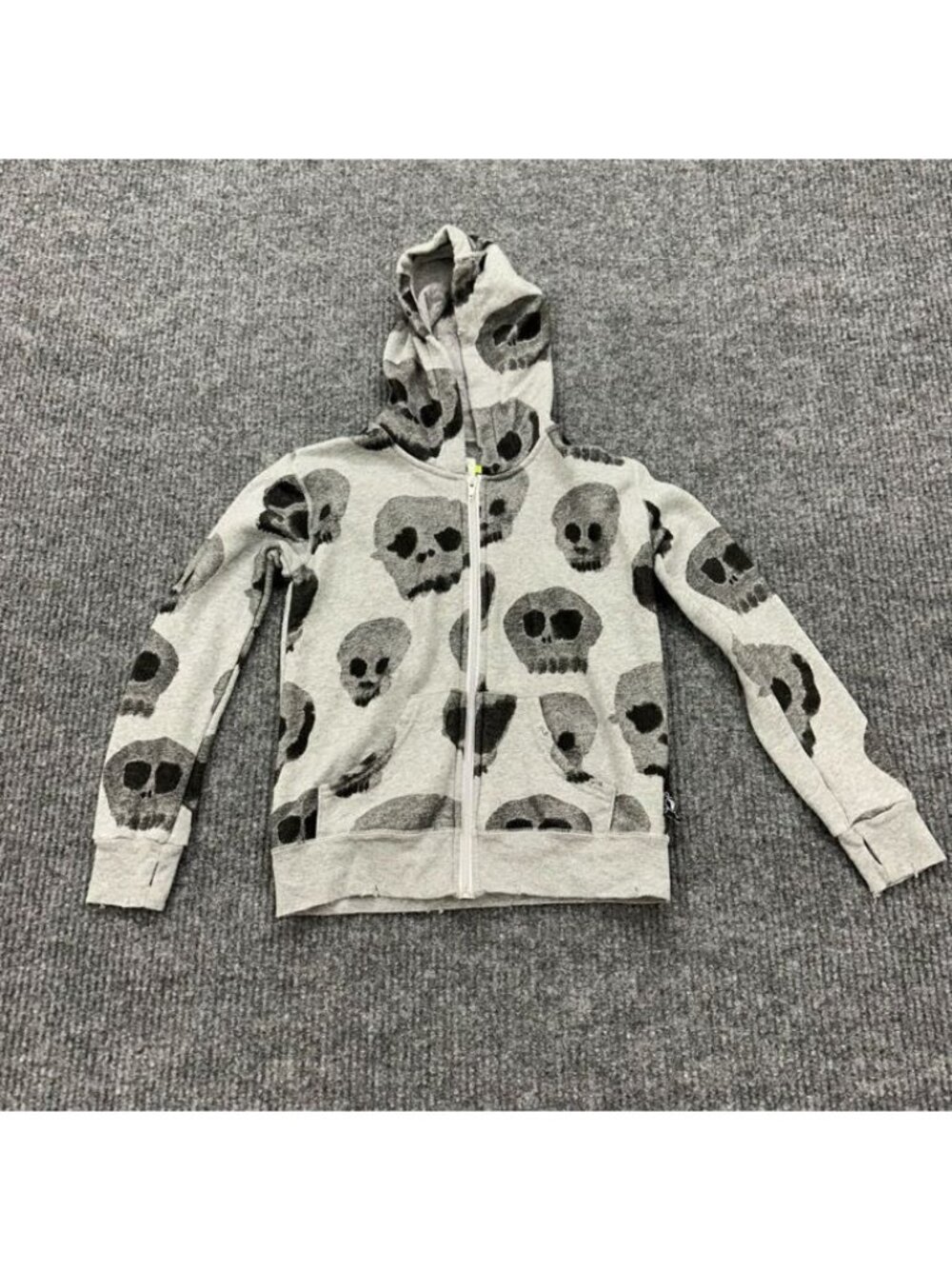 Nununu All Over Skull Print Full Zip Hooded Sweatshirt 100% Cotton Boys sz 6-7